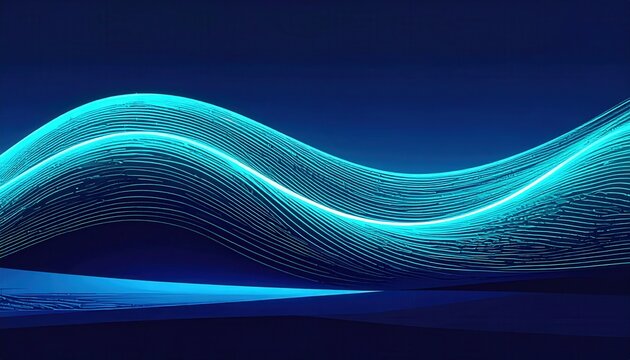Onda futurista abstrata de linhas de luz brilhante simbolizando fluxo de dados e rede de tecnologia de alta velocidade