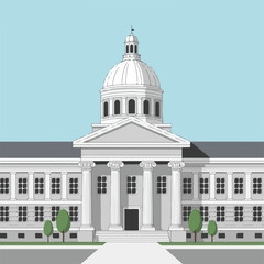 A large white building with a dome and columns © Barkun