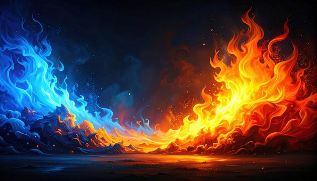 Abstrakte Konfrontation von Feuer und Eis &ndash; Dynamische Kunst der Elementarkr&auml;fte