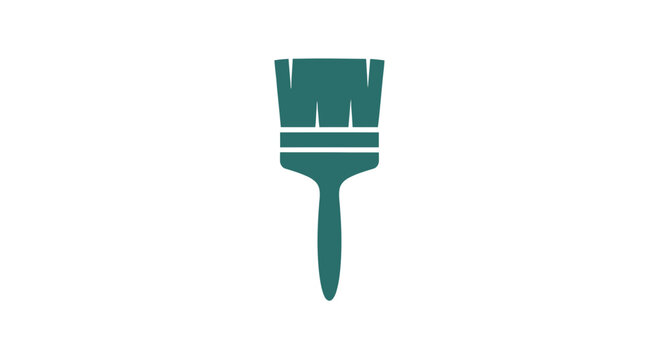 Green Paintbrush Icon on White Background.