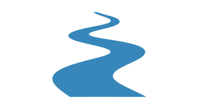 Blue Wavy Stream or River Illustration.