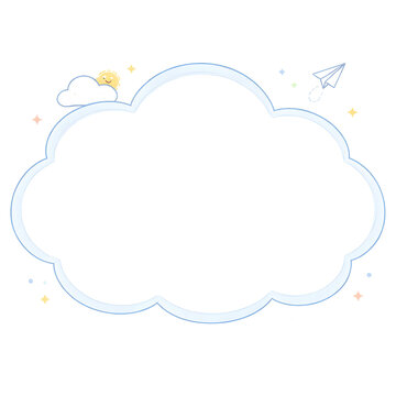 Cloud Shape Speech Bubble Frame Isolated on White Background
