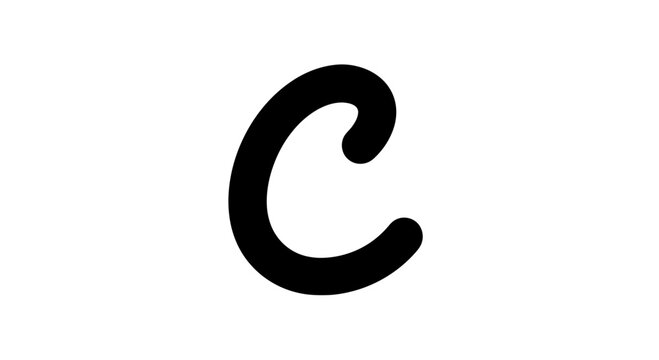Black Letter C Isolated on White.