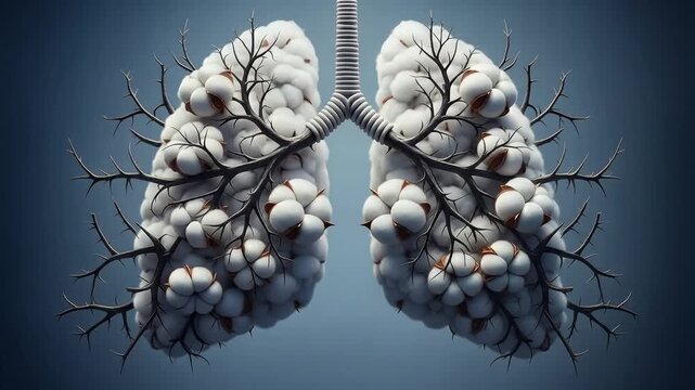 Lungs Health Problems Concept with Cotton and Branches Illustration.