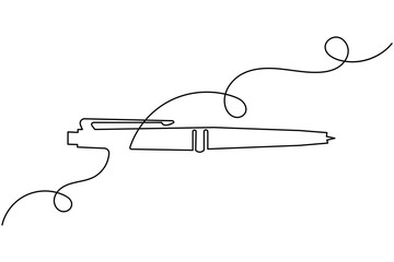 Fototapeta premium Ballpoint pen continuous one line drawing minimalist style for writing and office concept vector