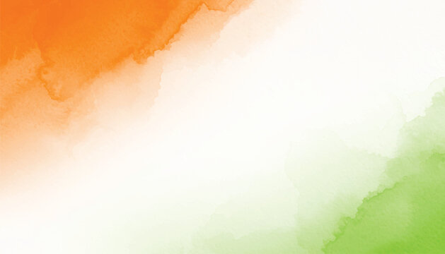Indian flag tricolor watercolor paint abstract background celebrate Independence or Republic day Banner.