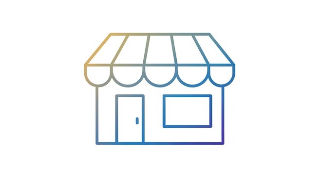 Simple Line Icon of a Storefront with a Colorful Gradient