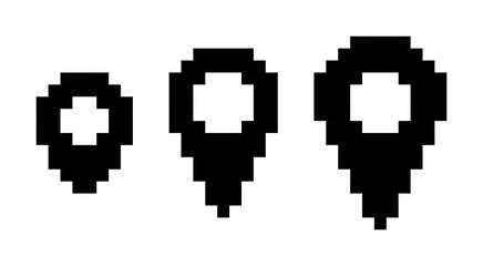 Fototapeta premium A 16x16 GPS Arrows Pixel Art Icons Set (Solid, 3 Arrows)