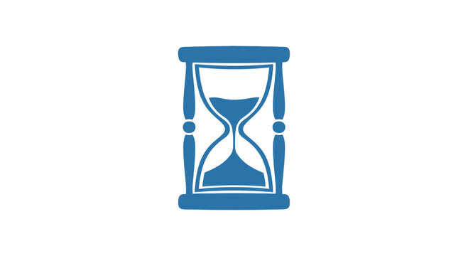 Blue Hourglass Icon with Sand Inside.