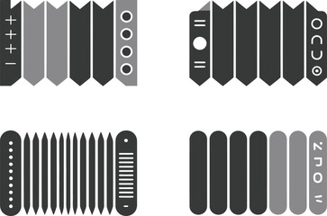 Fototapeta premium Set of four accordion fold style navigation elements with various geometric icons and interface symbols