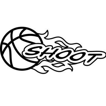 a vector of basketball theme kids in black and white coloring