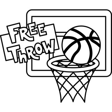 a vector of basketball theme kids in black and white coloring