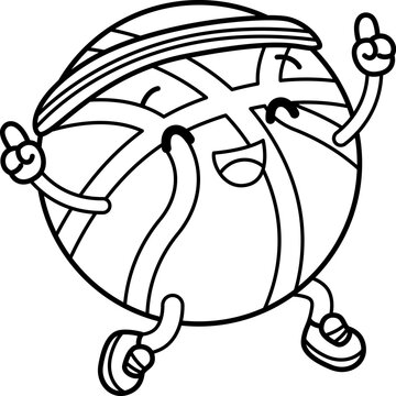 a vector of basketball theme kids in black and white coloring