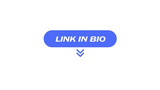 Animated business promotion information in the form of a link in bio, with a down arrow, to see more details, transparent background, 4k video