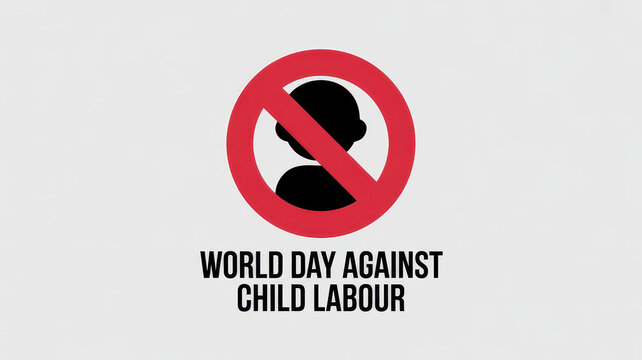 premium World Day Against Child Labour concept with forbidden child symbol on a light grey background background
