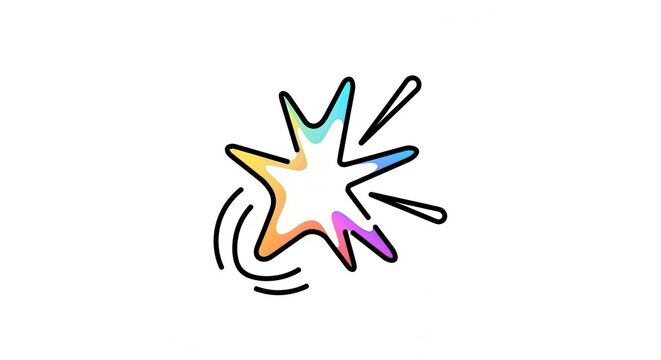 Colorful Starburst Explosion Icon with Rainbow Gradient and Motion Lines