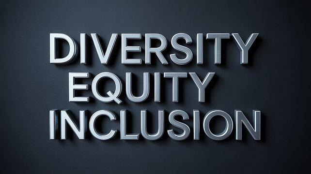 Diversity Equity Inclusion Text on Dark Background symbolizing financial stability and economic growth