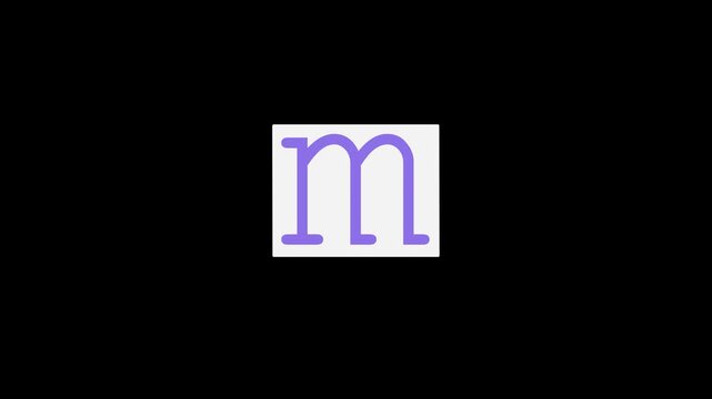 Collage Letter m Animation. Lowercase Alphabet with Luma Matte.