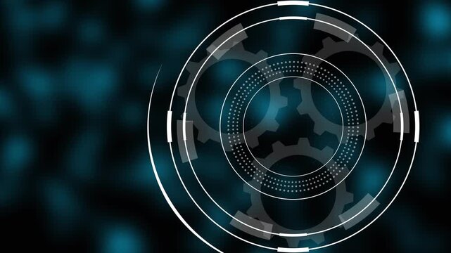 Digital infographic interface displaying the word DATA HUB surrounded by business and finance on a dark technological background with network lines 4k video