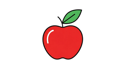 Fototapeta premium A cartoon illustration of a red apple.