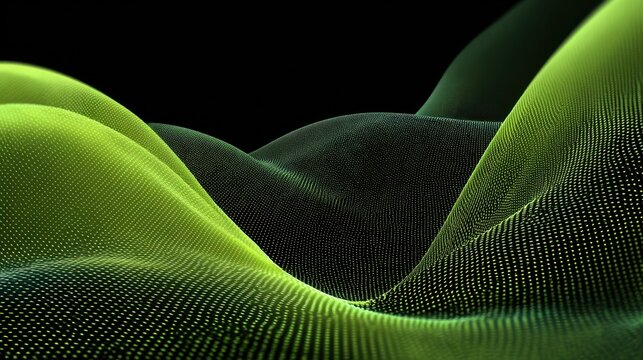 Abstract Green Landscape: A mesmerizing, abstract landscape comprised of undulating, green forms, conveying a sense of serene depth and intricate texture.