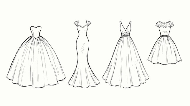 lace wedding dress drawing Elegant Lace Wedding Dress Sketch