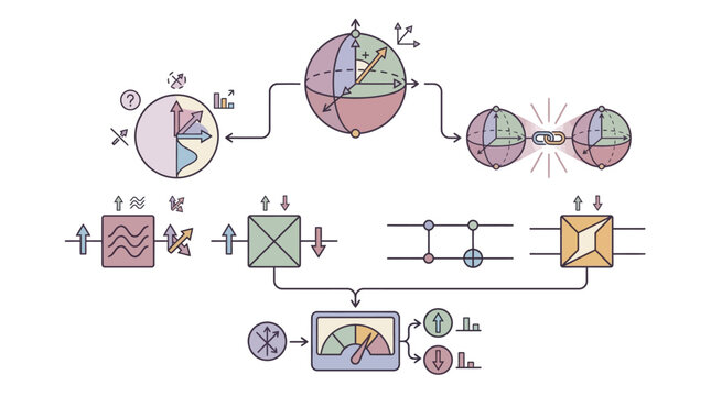 Intricate scientific diagram illustrating complex data analysis and quantum mechanics concepts.