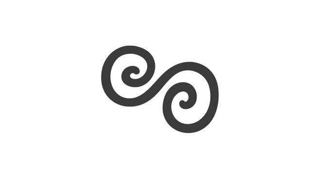 Black Swirling Double Spiral Shape Icon.