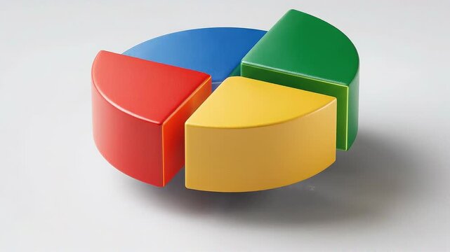 Seamless loop portfolio allocation pie chart, colorful risk diversification concept.
