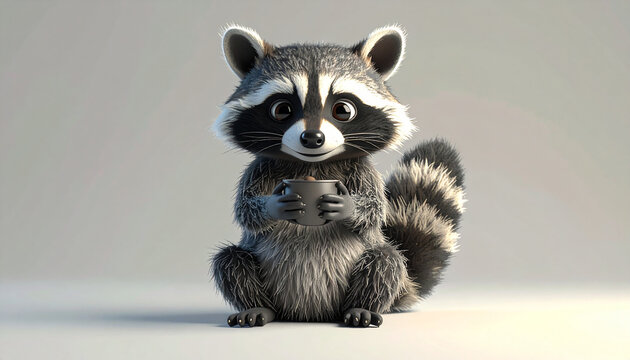 Cute cartoon raccoon illustration
