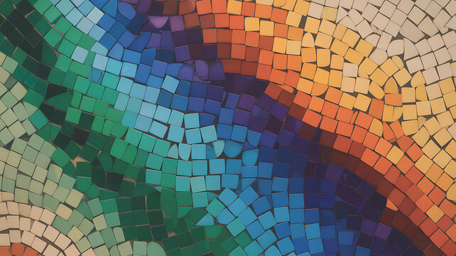 Colorful mosaic tile pattern emphasizing clean environment and eco-friendly concepts