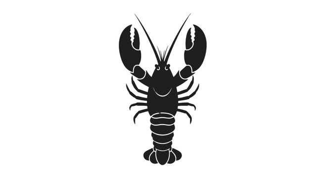 Black Silhouette of Lobster Illustration.