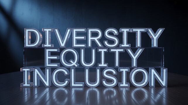 Diversity Equity Inclusion neon sign emphasizing speed, motion, and dynamic energy