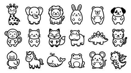 Obraz premium Collection of cute animal vector icons for creative design projects