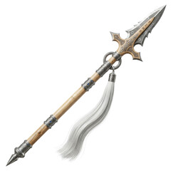 Naklejka premium Ornate Spear with Tassel - Ancient Weaponry Display