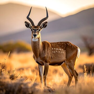 Dik-dik antelope standing in savannah grassland.