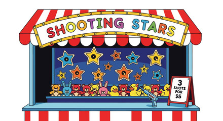 Carnival Shooting Stars Game Booth with Prizes and Target Stars © Jembot