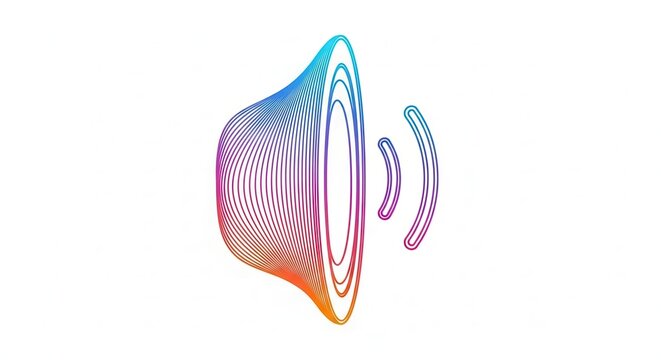 Abstract Sound Wave Speaker Icon with Rainbow Gradient