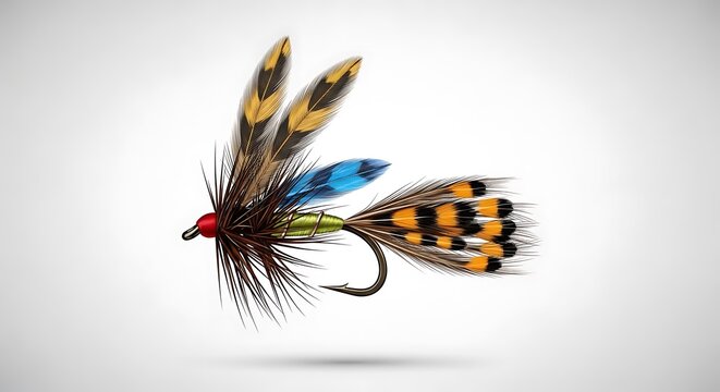 Colorful Feathered Fly Fishing Lure with Bright Tail