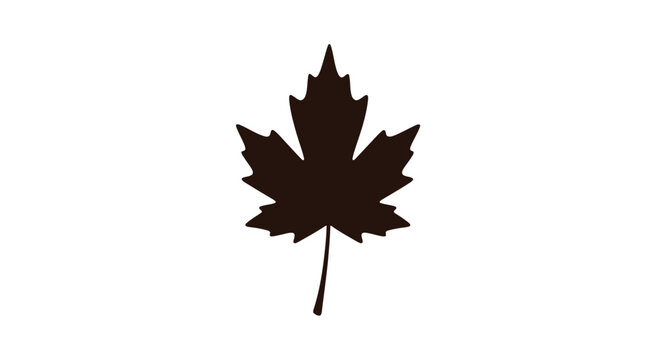 Single Dark Brown Maple Leaf Silhouette.