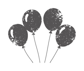 Four dark gray textured balloons floating white © Mehedy