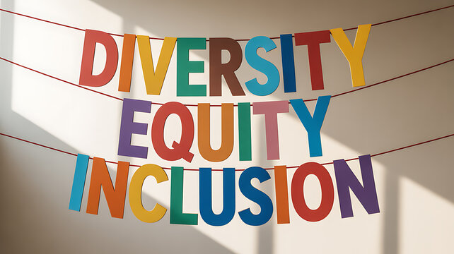 Colorful letters spelling diversity equity inclusion symbolizing growth and future success