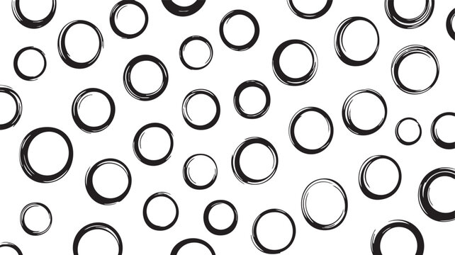 Minimalist black ink circle pattern, hand-drawn brush stroke rings on white background, abstract geometric vector texture for modern design