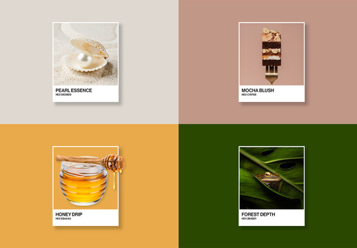 Pantone Color Card Mockup Template, Colour Swatch Palette Sample, Branding Color Scheme