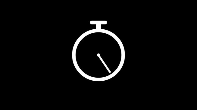 Stopwatch icon animation with moving arrow on white background, clean timer symbol motion design.