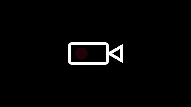 Video recording icon animation on clean background, camera record symbol motion design ideal for media apps.