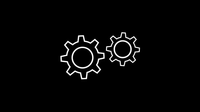 Settings minimalist stroke icon animation with clean line gear symbol on simple background.