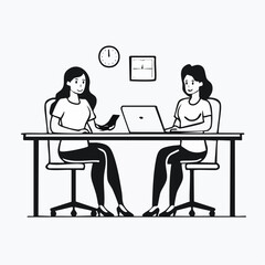 Fototapeta premium Office Work Scene Illustration – Productivity and Team Collaboration Concept
