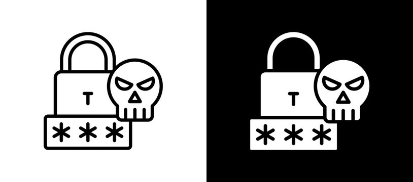 Password Cracking Icon Set In Black And White Filled Style Collection