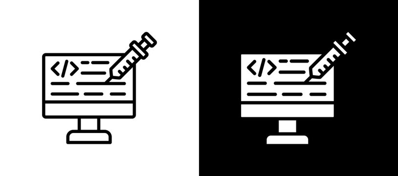 Code Injection Icon Set In Black And White Filled Style Collection